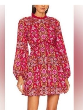 Amur Codi Mini Dress Rosewood Kaleidoscope Paisley